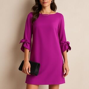 Six One Eight Chic Magenta Long Sleeve Dress